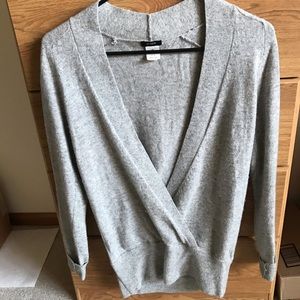 Jcrew Wool Grey Mock Wrap Sweater